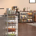 Multi tier Metal Storage Racks with Wheels for Kitchen Supplies and Fruits in Home Living Space