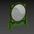 Elegant Traditional Carved Wooden Screen Decorative Ornament Set With Landscape Painting