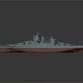 Detailed 3D Military Warship Model With Gray Hull Red Bottom And Deck Equipment