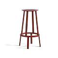 Wooden Bar Stool Featuring Round Seat And Sturdy Four Legs Structure 3d model