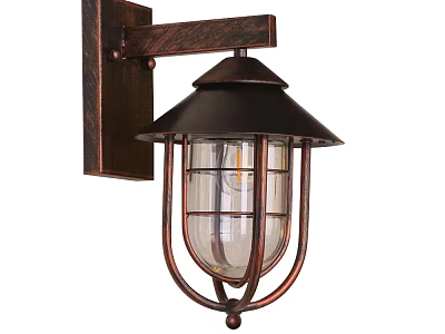 Vintage Rustic Wall Lamp With Metal Frame Clear Glass Shade And Pagoda Top Design 3d model
