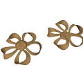 Golden Flower Shaped Brooch Pair With Petal Design And Central Accent