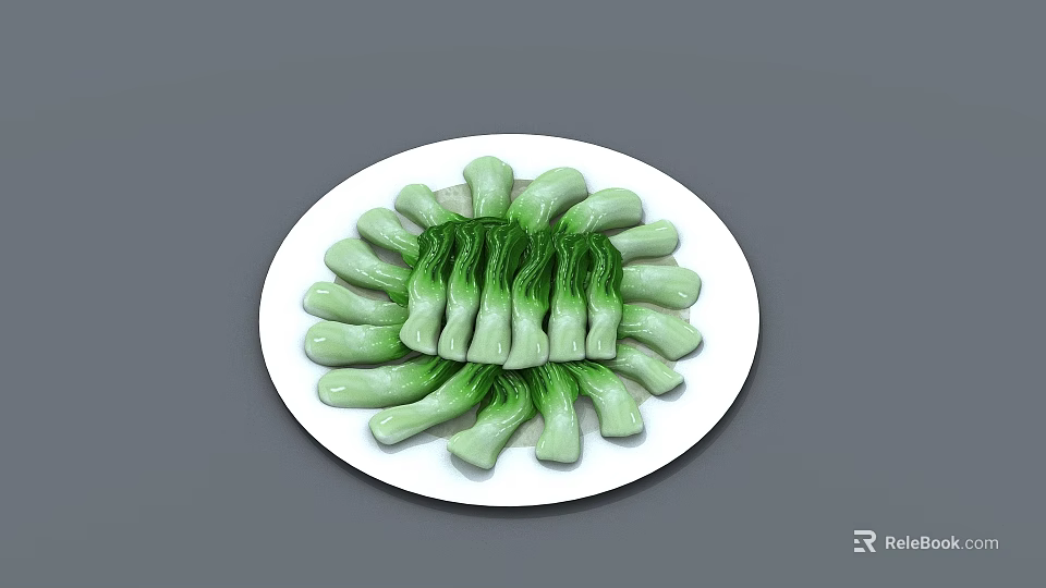 Fresh Green Vegetables Neatly Arranged On White Serving Plate For Healthy Diet 3d model 