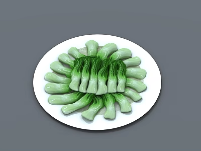 Fresh Green Vegetables Neatly Arranged On White Serving Plate For Healthy Diet 3d model