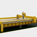 Yellow CNC Cutting Machine Industrial Equipment With Large Worktable And Mechanical Arm 3d model
