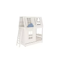 White House Shaped Kids Bunk Bed With Decorative Windows And Ladder