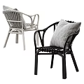 Two Tone Wicker Lounge Chairs with Gray Cushion in Black and Light Color