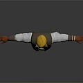 Man With Yellow Turban White Shirt Green Vest Orange Pants Black Boots Arms Outstretched