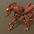 Mechanical Insect Like Creature With Yellow Glowing Eyes And Reddish Brown Armor