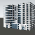 Modern White Office Building With Glass Facade And High Rise Design