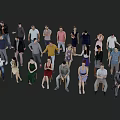 Diverse Group of People in Various Poses and Different Casual Outfits