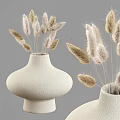 Brown and White Stylish Decorative Vases with Fluffy Dried Flowers for Modern Home Decor