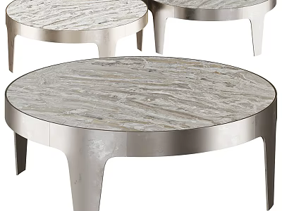 Modern Round Coffee Tables With Textured Surface And Metal Legs Design 3d model