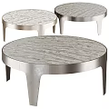 Modern Round Coffee Tables With Textured Surface And Metal Legs Design