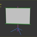 Computer Projection Screen With Tripod Stand Metal Frame And White Display Surface 3d model