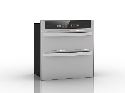 Modern Built in Kitchen Appliance Featuring Double Drawer Design Control Panel And Silver Black Finish 3d model