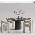 Modern Dining Table and Chair Combination Round Table and Chair 3d model