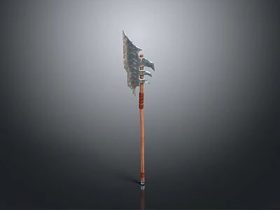 Medieval Battle Axe with Metal Blade and Wooden Handle Design 3d model
