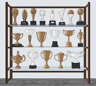 Modern Trophy Gold Cup Silver Cup Trophy 3d model