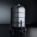 Large Silver Industrial Storage Tank With Metal Ladder And Stable Base