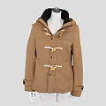 Stylish Brown Hooded Duffle Coat With Toggle Buttons And Classic Design 3d model