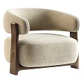 Elegant Modern Single Sofa With Beige Upholstery And Wooden Armrests Legs