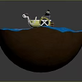 Round Bowl With Blue Liquid Surface Yellow Boat And White Duckling Toy