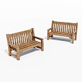 Pair of Solid Wooden Outdoor Leisure Chairs with Slatted Back and Seat Design