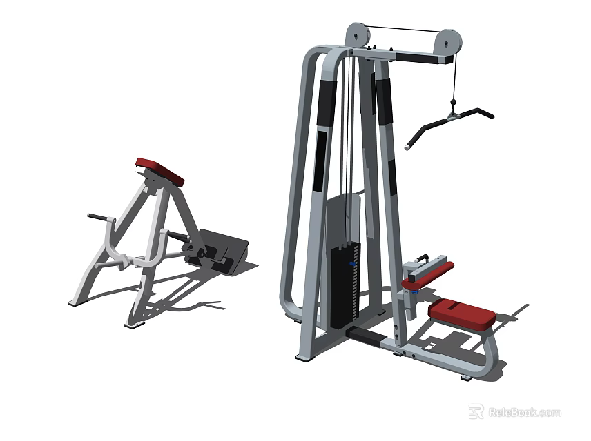 Sports Equipment Leg Press Machine And Multi Functional Trainer With Red Seats 3d model 