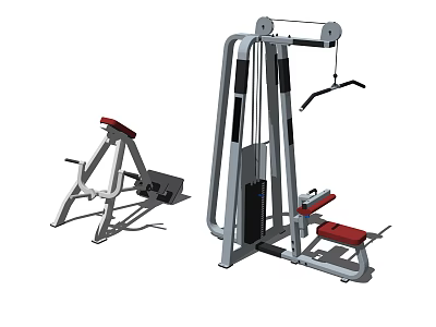 Sports Equipment Leg Press Machine And Multi Functional Trainer With Red Seats 3d model