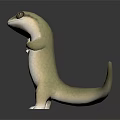 Reptile 3D Model With Light Colored Body Standing Posture And Large Eyes On Dark Background
