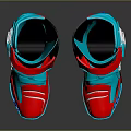 Blue And Red Protective Motorcycle Boots With Fox Logo And FLY Brand Design