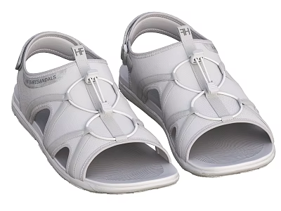 White Sperry Open Toe Sandals With Adjustable Straps Lightweight Design And Comfortable Sole 3d model