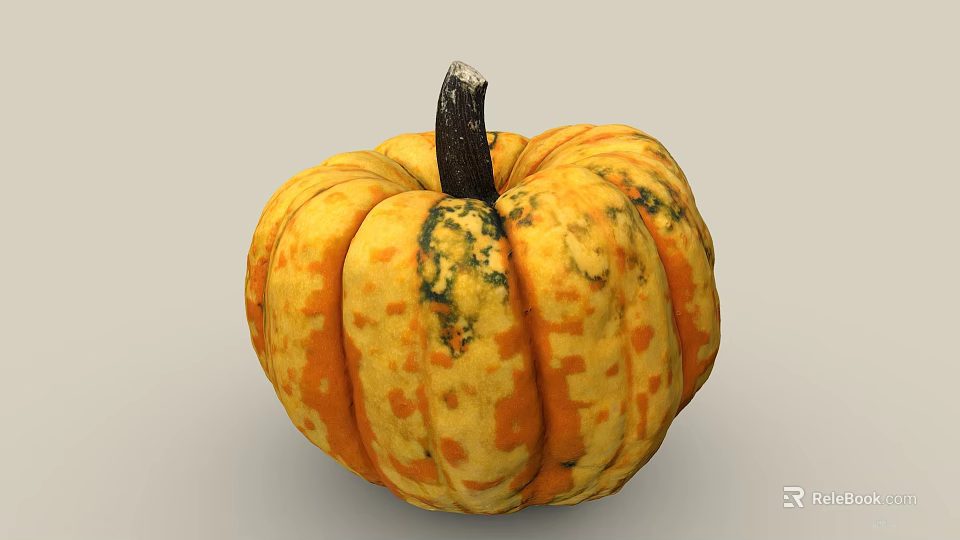 Fresh Healthy Pumpkin Vegetable With Vibrant Orange Yellow Color And Green Spots Natural Texture 3d model 