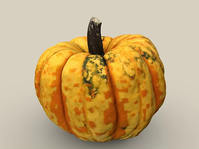 Fresh Healthy Pumpkin Vegetable With Vibrant Orange Yellow Color And Green Spots Natural Texture 3d model