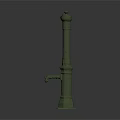 Grayish White Vintage Hand Water Pump With Long Handle Decorative Top And Base