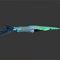 Fantasy Glowing Blue Dagger With Crystal Patterns And Striped Handle 3d model