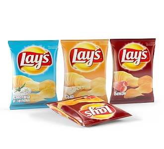 Lay's Chips Food Potato Chips Lay's Plastic Bag Snacks Puffed Food 3d model