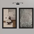 Two Framed Wall Artworks With Vase Flowers And Lotus Leaf Plants