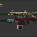 Two Modern Tactical Rifles with Long Barrels and Metal Build on Dark