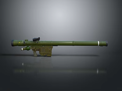 Green Military Anti Tank Rocket Launcher With Extended Barrel And Optical Scope 3d model