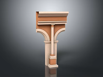 Classical Decorative Column Architectural Design With Ornate Capital And Curved Arched Details 3d model