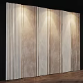 Modern Light Beige Textured Wall With Vertical Striped Design Illuminated By Lights 3d model