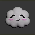 White Cloud Shaped Plush Toy With Smiling Face Curved Eyes And Pink Cheeks