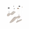Modern Wave shaped White Fabric Chandeliers with Soft Lighting and Hanging Design