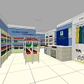 Shopping Mall Store Interior with Shelves Products Clothing and Shoe Displays