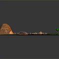 Detailed Volcanic Landscape Model With Lava Flows White Road And Green Grass