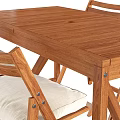 Solid Wooden Dining Table Set With Four Chairs And White Padded Seats 3d model
