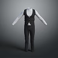 Men's Formal Clothing Set With Black Vest White Long Sleeve Shirt And Trousers