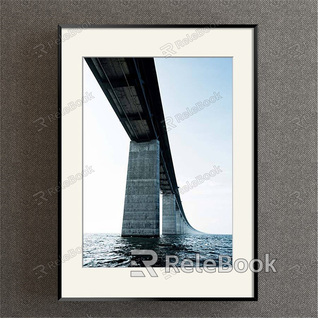 Modern architectural painting simple blue porch architectural bridge decorative painting model